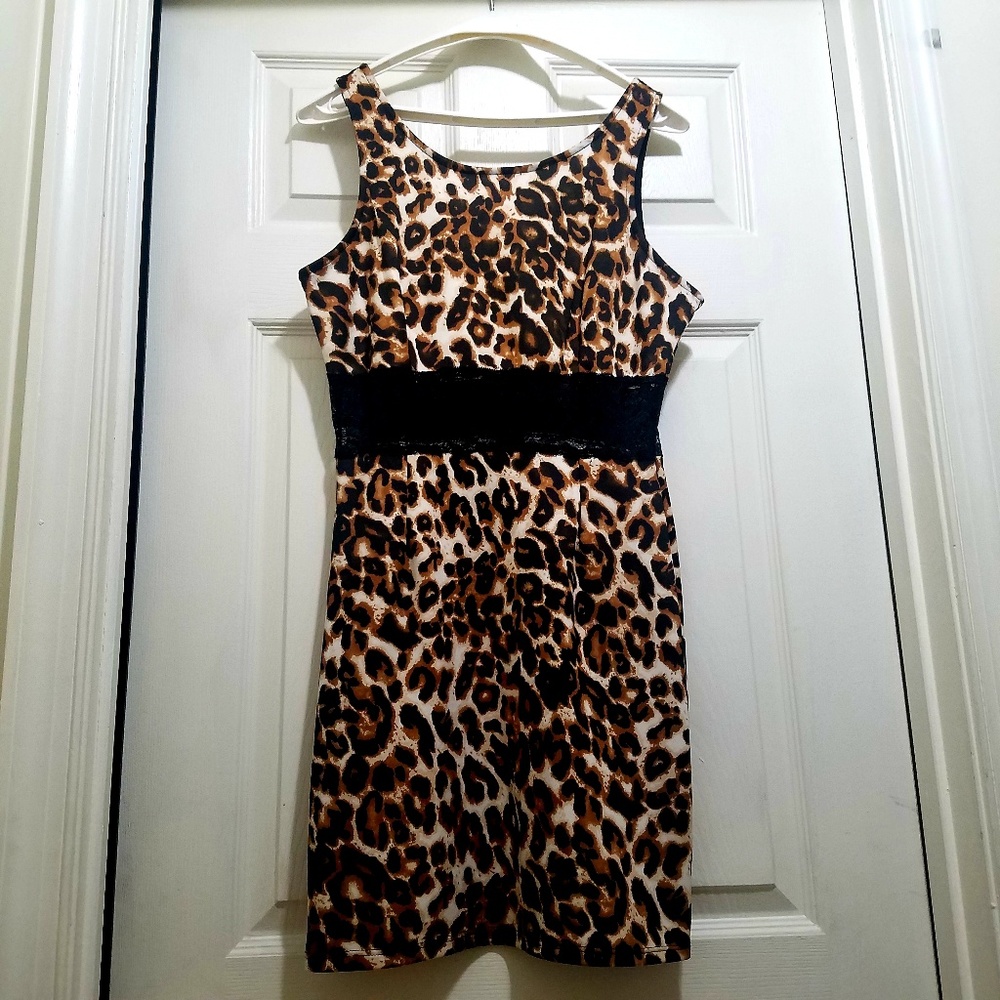 Forever21 Cheetah Print Black Lace Dress